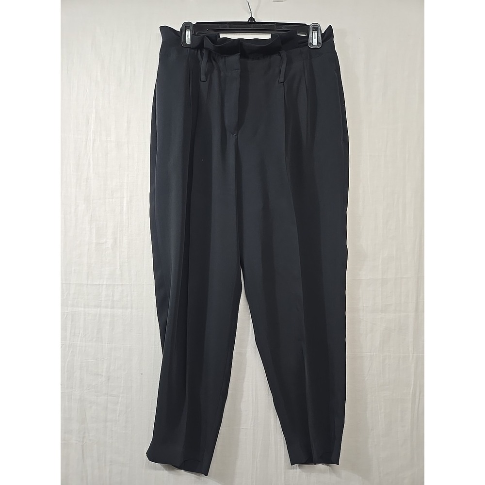 Boden Trouser Dress Pants Women's 6P Black Paperbag Tie Waist Ankle Cropped